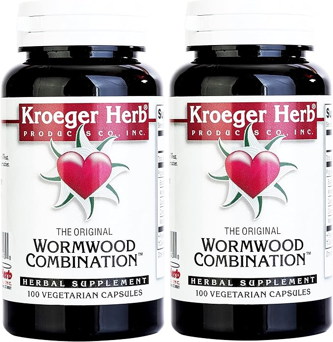 Kroeger Herb Wormwood Combination Vegetarian Capsules 100 Count - Pack of 2