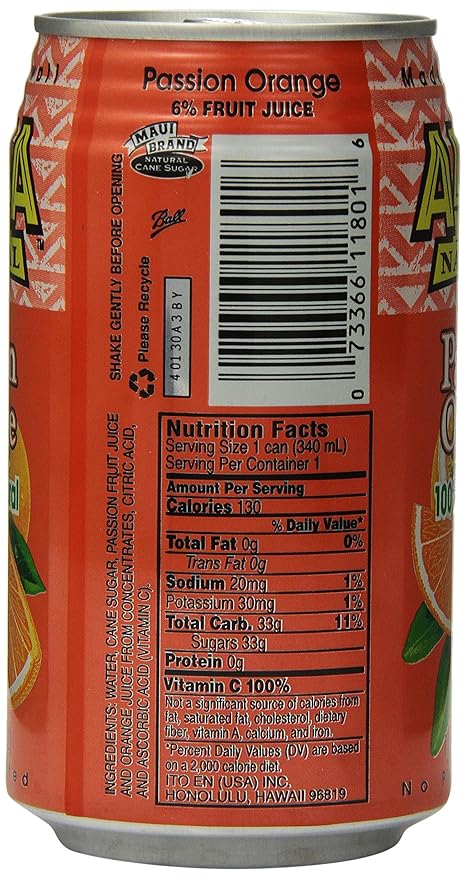 Aloha Maid Juice Passion Orange 11.5 Fl Oz (Pack of 24)