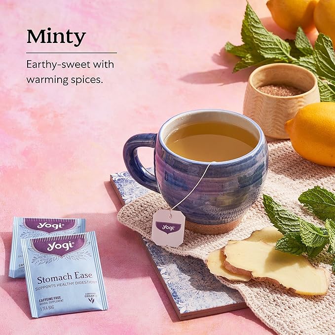Yogi Tea - Stomach Ease (6 Pack) - Supports Healthy Digestion with Peppermint Licorice Root and Ayurvedic Herbs - Caffeine Free - 96 Organic Herbal Tea Bags
