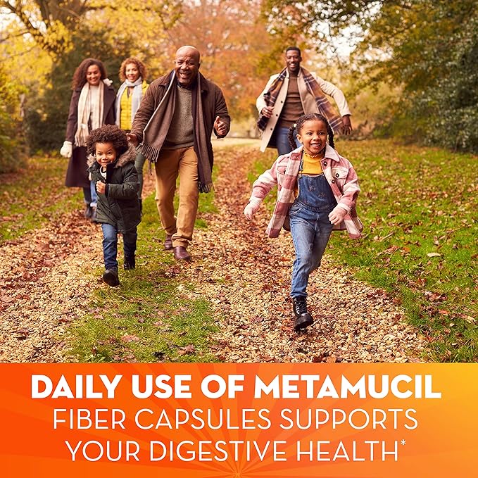 Metamucil Psyllium Husk GLP-1 Friendly Fiber Capsules 160 Capsules 3-in-1 Fiber Supplement Daily Psyllium Husk Fiber Capsules Help Support Digestive Health by Promoting Regularity* Help Supplemen
