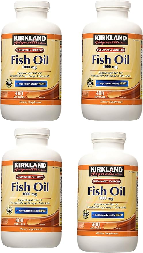 KIRKLAND Signature Fish Oil 1000 mg. 400 Softgels (4 Pack)
