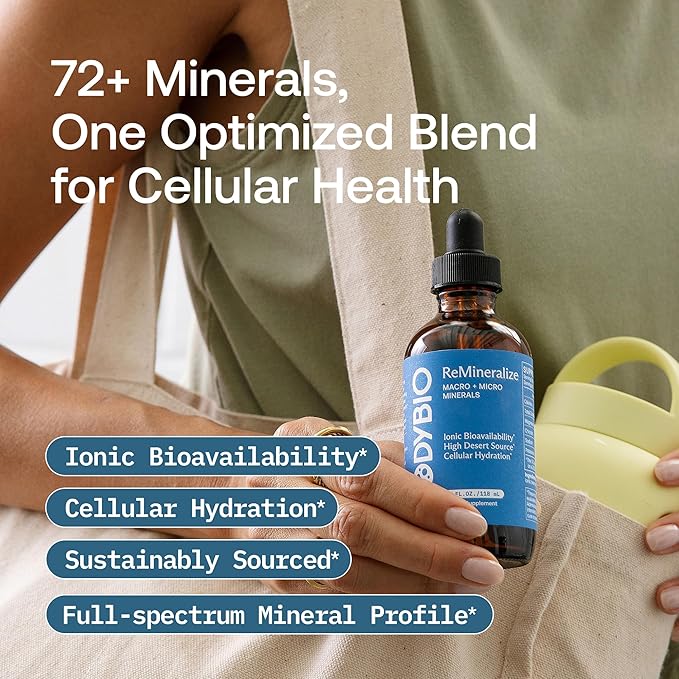 BodyBio ReMineralize - Concentrated Ionic Trace Minerals to Hydrate Detox and Revitalize Your Cells - Over 72 Bioavailable Trace Minerals for Rapid Absorption 4 Fl Oz