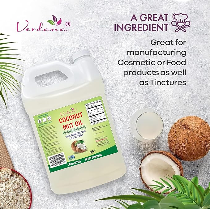 Verdana MCT Oil Fractionated 100% from Coconut - 1 Gallon - Kosher Food Grade Vegan Non-GMO - Great for Keto and Paleo Diet (128 Fl Oz)