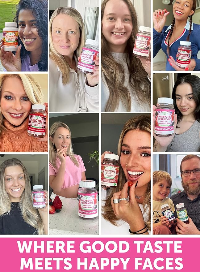 Lunakai USA Made Prebiotic + Probiotic Gummies for Women and Men - High Potency 5 Billion CFUs with Fibers - Non-GMO Gut Health Support - 6 Pack