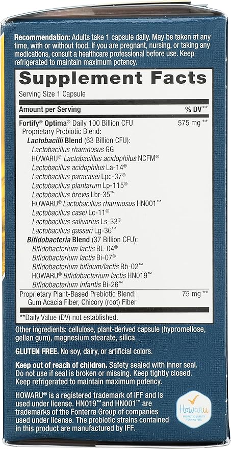Nature's Way Natures Way Fortify Optima Daily Probiotic 100 Billion 15 Strains Prebiotic 30 Capsules 30 Count