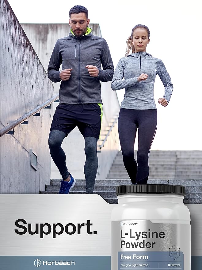 Horbäach L-Lysine Powder | 2.2 lbs | Unflavored Free Form Supplement | Vegetarian Non-GMO Gluten Free Formula