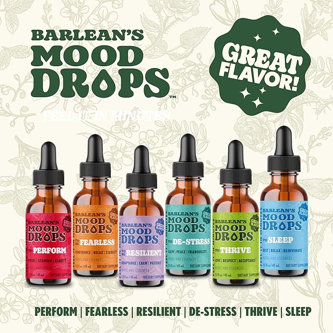 Barlean's Mood Booster Supplement Fearless Ashwagandha Liquid Drop Supplements for Men and Women Adaptogen Herbs Drops 1.5 oz
