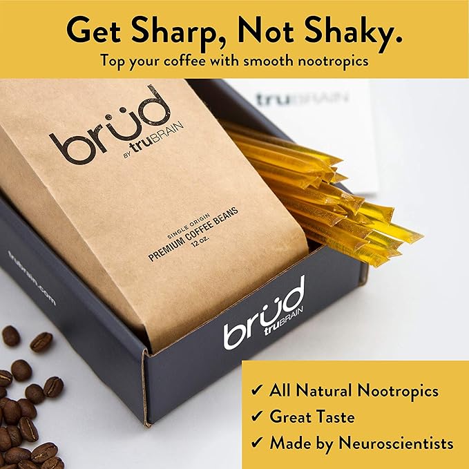 TruBrain Nootropic Coffee Enhancer - Focus Energy Clarity. Fast Absorbing Nootropics | Brain Boosters | Improve Memory | Stop Procrastination