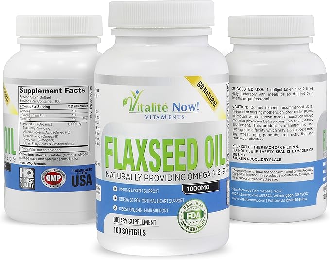 Upsize Best Organic Flaxseed Oil Softgels - 1000mg Premium Virgin Cold Pressed from Flax Seeds - Hair Skin &amp Nails Support - Omega 3-6-9 Supplement - 240 Count - More Than 8 Month Supply!