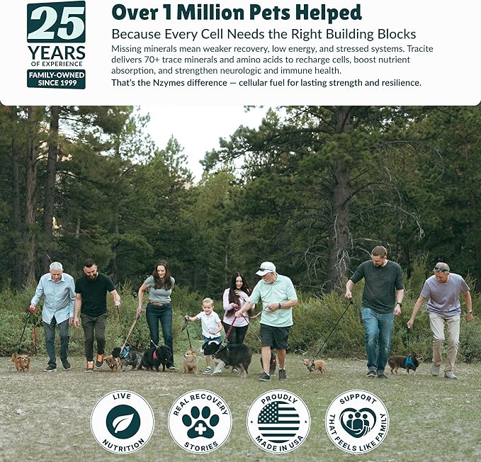Nzymes® Tracite Minerals for Pets - Fulvic Acid Humic Acid and Iron-Based Trace Mineral Drops and Amino Acids for ATP Energy and Digestive Health - Made in The USA