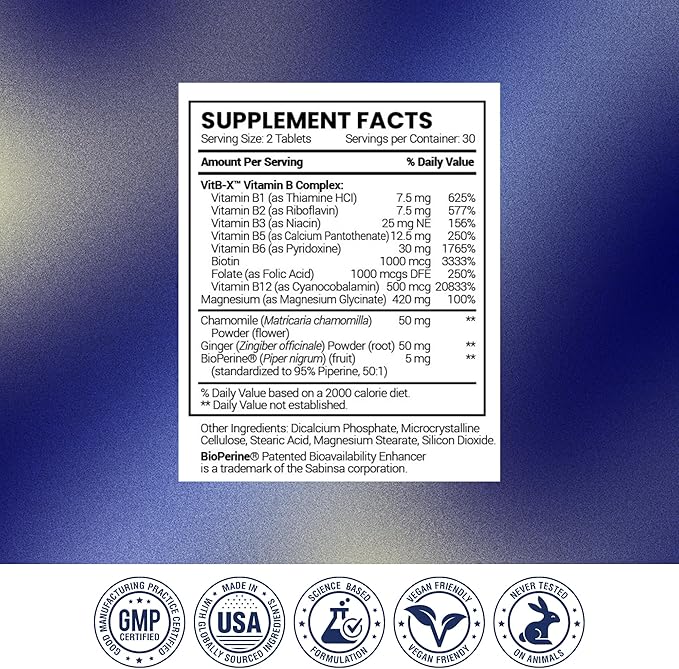 Research Verified Leg Cramps - Magnesium B Vitamins Ginger Chamomile BioPerine - Circulation Support - Vegan - 6 Month Supply
