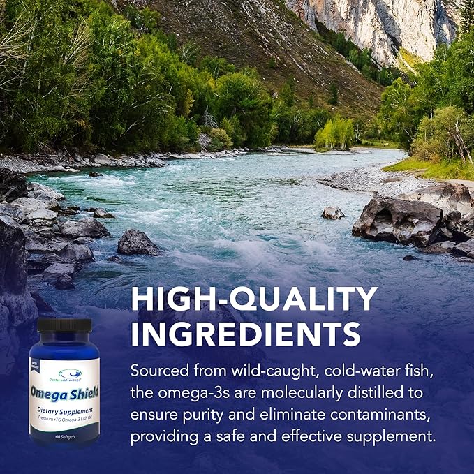 Doctor's Advantage Omega Shield Supplement - 60 Softgels 30-Day Supply - Premium Mercury-Free Triglyceride Omega 3 Fish Oil for Optimal Heart and Eye Health