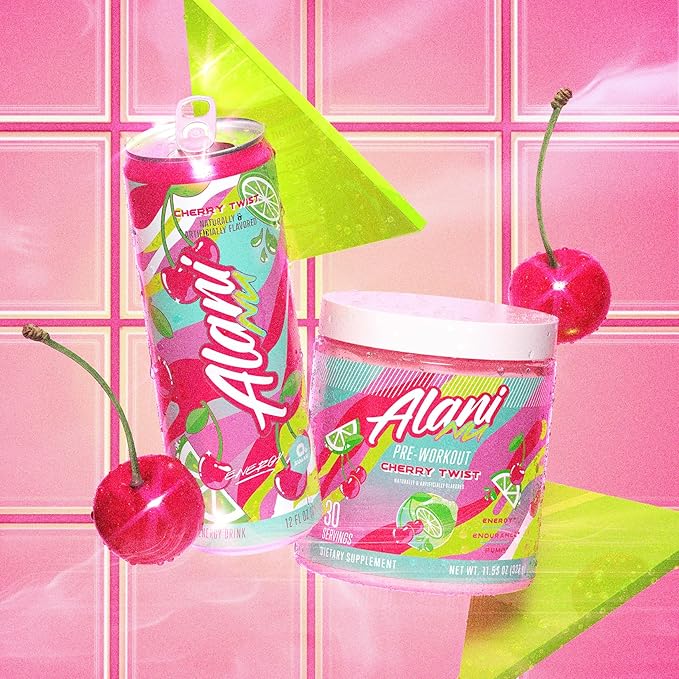 Alani Nu Pre Workout Powder Cherry Twist Amino Energy Boost Endurance Supplement Sugar Free 200mg Caffeine L-Theanine Beta-Alanine L-Citrulline 30 Servings