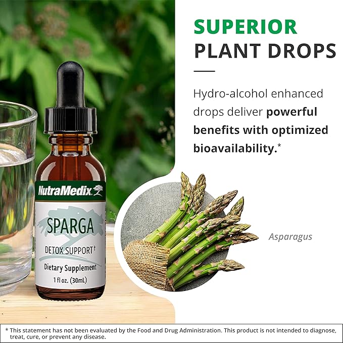 NutraMedix Sparga Tincture - Antioxidant-Rich Asparagus Extract for Cleansing and Detox Support - Mix Liquid Drops with Water for Body Detox Drink (1oz / 30ml)