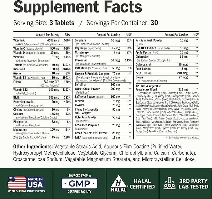 Vegan Multivitamin for Men and Women with Vitamins and Chelated Minerals for Energy Focus and Immune Health – Premium Daily Womens and Mens Multivitamins &amp Multiminerals – 90 Tablets