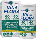 Vital Planet - Vital Flora Men Over 55 Daily Probiotic 60 Billion CFU Diverse Strains Organic Prebiotics Immune Support Digestive Health Shelf Stable Probiotics for Men 30 Capsules