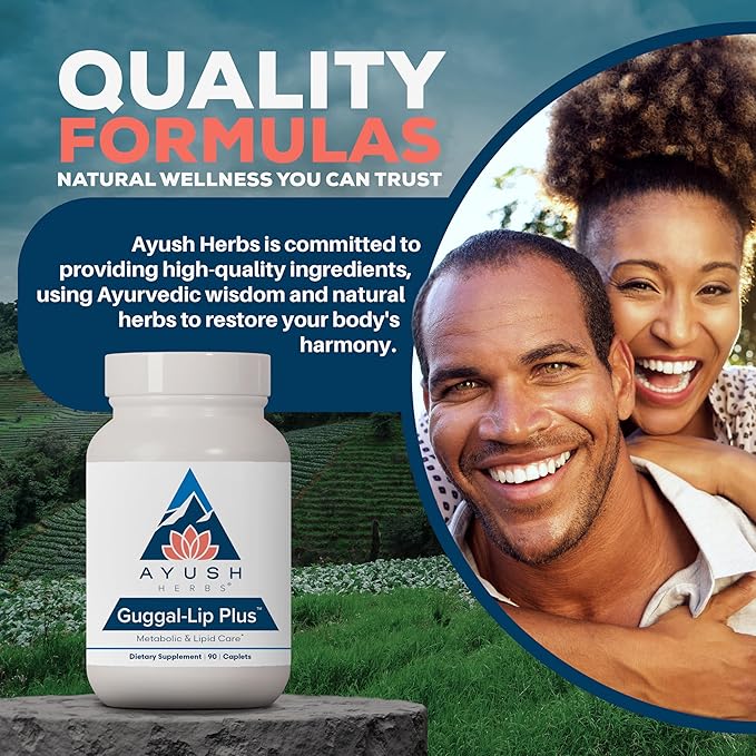Ayush Herbs Guggal-Lip Plus - Metabolic Vitamins for Women &amp Men Daily Pill Pure &amp Natural Metabolic Health Supplement with Guggul - 90 Servings