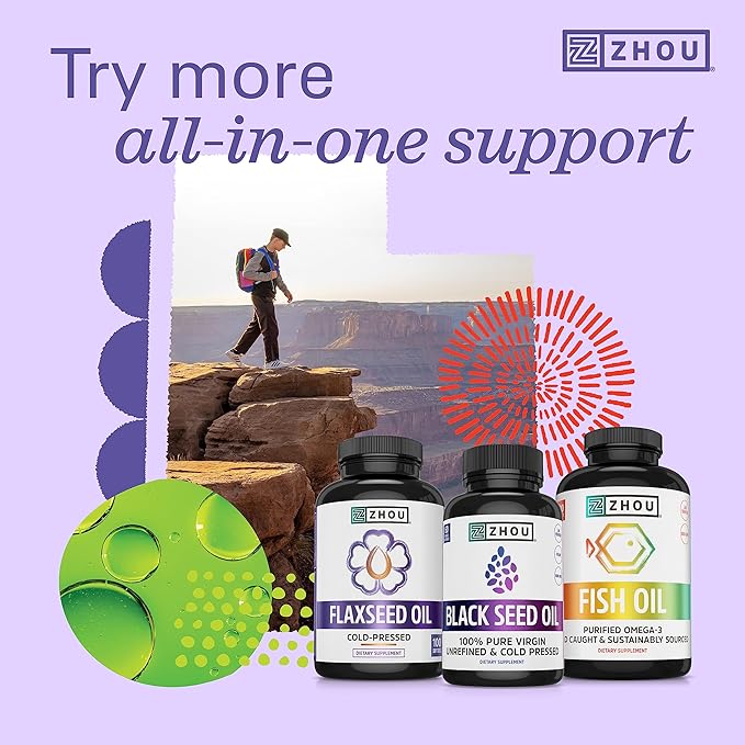 ZHOU Black Seed Oil Capsules &amp Elderberry Gummies with Vitamin C &amp Zinc - Black Cumin Seed Oil Cold Pressed Nigella Sativa Daily Immune Support Supplement for Women &amp Men - Pack of 2 60