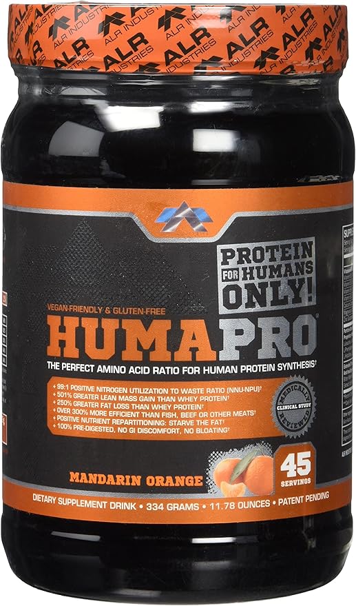 ALR Industries HumaPro Essential Amino Acid Formula | EAA Protein Supplement | Supports Muscle Recovery &amp Performance | Vegan Gluten Free | | 45 Servings (Mandarin Orange)