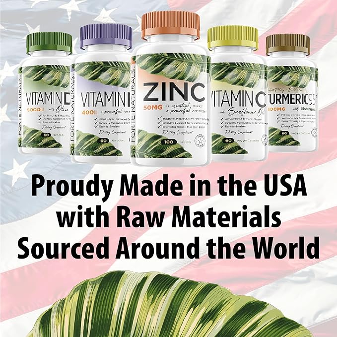 Zinc 50mg (100 Tablets) Specially Formulated for Sensitive Stomach Immune Support Skin &amp Hair Vegan Zinc Supplement Non-GMO Made in USA