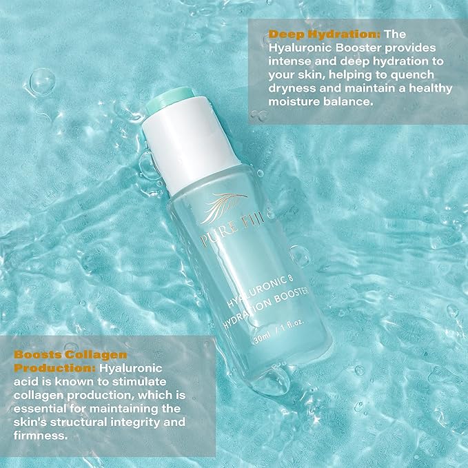 Pure Fiji Hyaluronic Acid Booster for Face Moisturizer Hyaluronic Acid Serum and Collagen Face Serum Help Moisturization and Smooth Fine Lines and Wrinkles (1 Fl.oz /30ml)