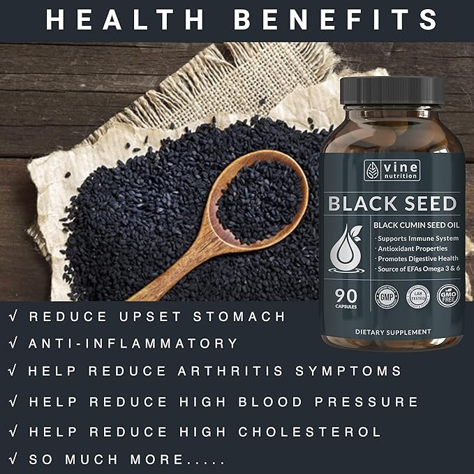 Black Seed Oil Capsules – 1000mg Cold Pressed Nigella Sativa – 90 Softgels (45-Day Supply) – 100% Pure Solvent-Free Immune &amp Joint Support