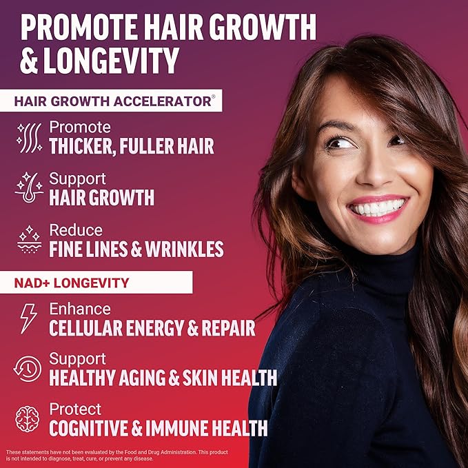 Bundle of FORCE FACTOR NAD+ + Force Factor Hair Growth Accelerator Soft Chews Mixed Berry 60 Soft Chews