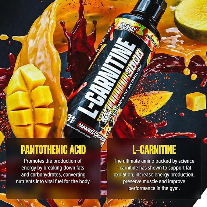 Nutrex Research Liquid Carnitine 3000 | Premium Liquid Carnitine Stimulant Free Fat Loss Support 16 Fl Oz (Mango Chamoy 16 Fl Oz (Pack of 1))