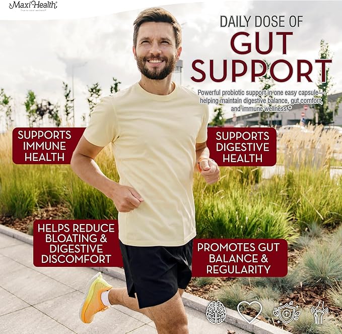 Maxi Health Probiotics for Digestive Health and Gut – 15 Strains 20 Billion CFU Active Organisms - Probiotics for Men and Women – Daily Probiotic for Digestive Support 30 Capsules