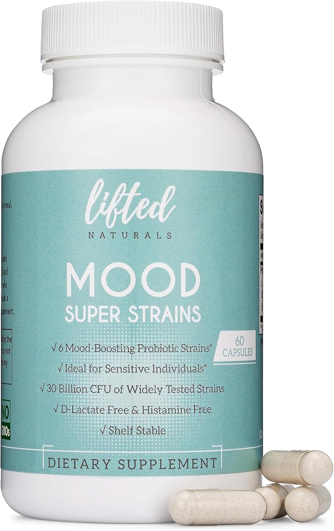 Probiotics - Mood Super Strains Probiotic - Naturally Supports Digestion &amp Mood - Histamine-Free Probiotics w/ L Rhamnosus GG Shelf Stable Probiotic Supplement 60 Day Supply Non-GMO VEGAN