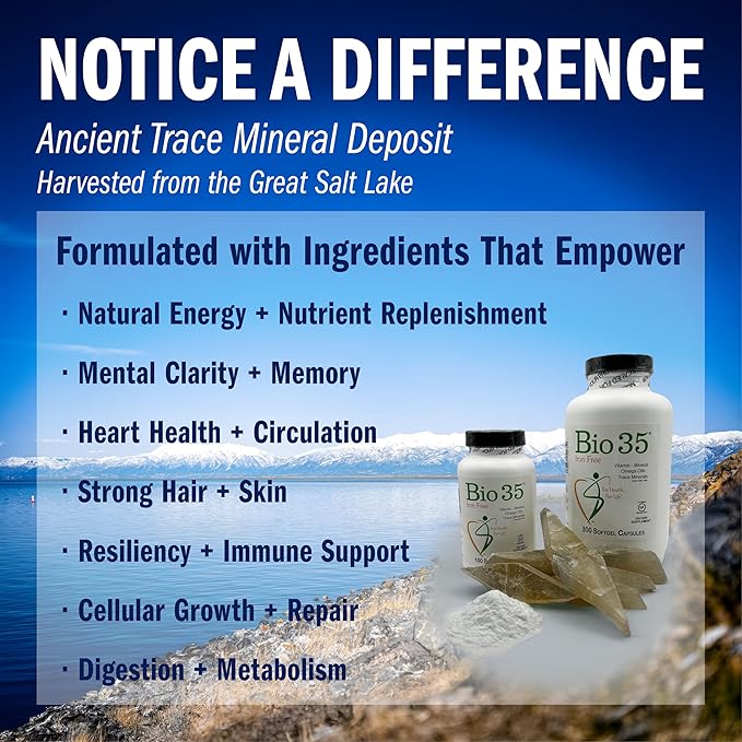 Bio-35 100ct Iron Gluten &amp Soy- Free Daily Multivitamin for Men &amp Women Wellness – High Potency Softgel with Trace Minerals Vitamin D3 Vitamin A Flax Seed Oil - Immune Support Digestion &