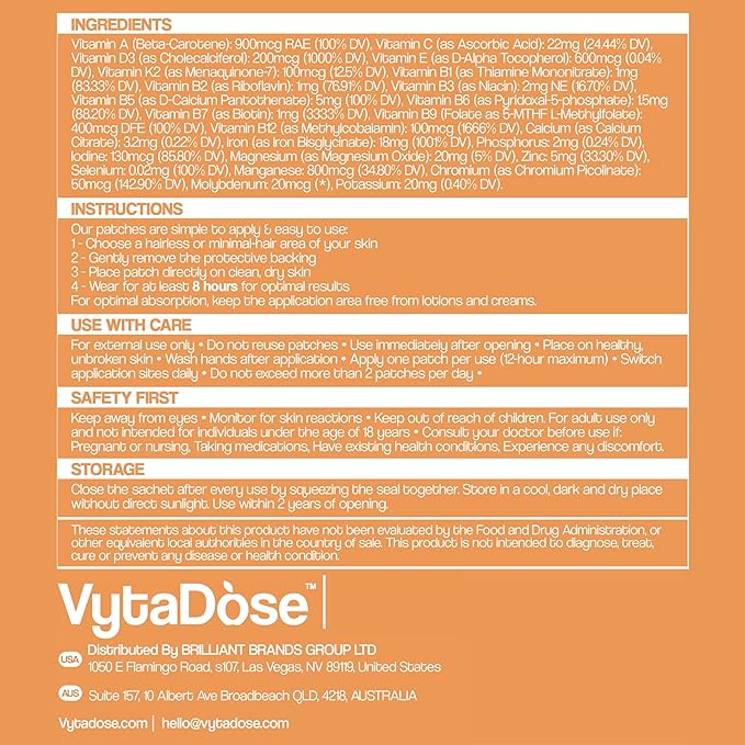 Multivitamin Patches | Hair Growth for Women | Topical Daily Iron Biotin &amp Vitamin Patches Supports Thicker Hair Skin &amp Nails | Vegan Water-Resistant | Kind to Sensitive Skin | 30 Count