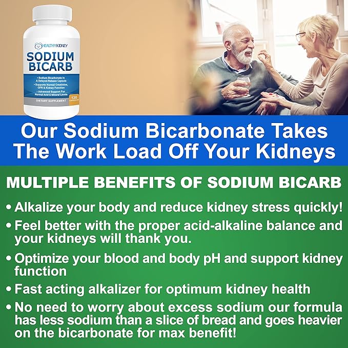 Kidney Restore &amp Sodium Bicarb 2 Pack Kidney Cleanse Natural Supplement Sodium Bicarbonate Buffer Acid Naturally