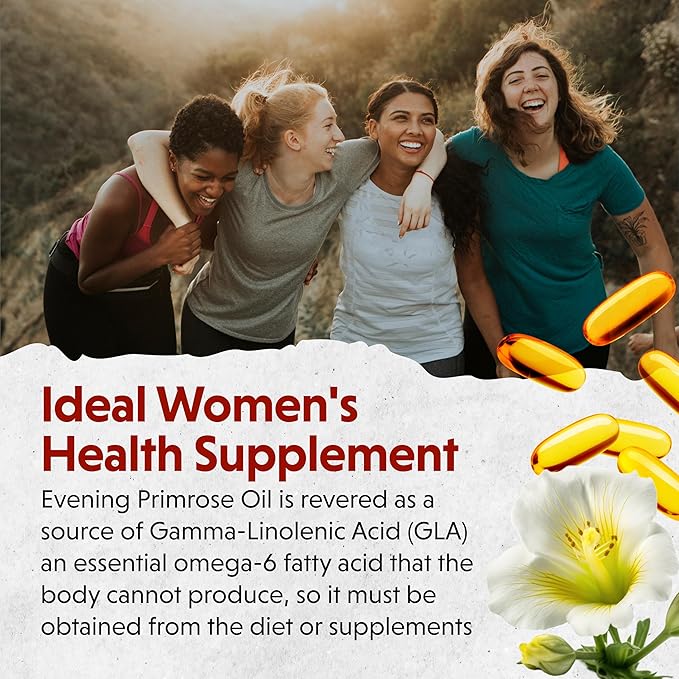 Barlean's Evening Primrose Oil Capsules GLA Supplement for Men and Women Healthy Skin Immune Support and Bone Strength 1300mg Softgels 120 Count