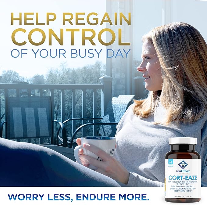 NuEthix Formulations Cortisol and Thyroid Support Supplement Bundle: Cort-Eaze Cortisol-Control Supplement 60 Capsules 30 Servings and Thyro-Boost Essentials 90 Capsules