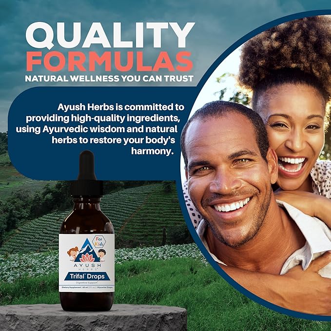 Ayush Herbs Trifal Drops - Digestive &amp Immune Wellness Booster for Kids Kids Alcohol Free Digestive Support Drops with Amla for Toddlers Children - 2 FL Oz Dropper Bottle (80 Servings)