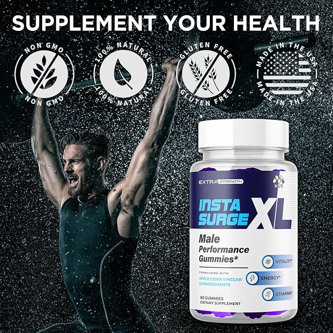 (3 Pack) Insta Surge XL Gummies for Men Official InstaSurge XL Gummys with All Natural Ingredients Insta SurgeXL Advanced Health Supplement Max Strength Active Lifestyle Multivitamin (180 Gummies)
