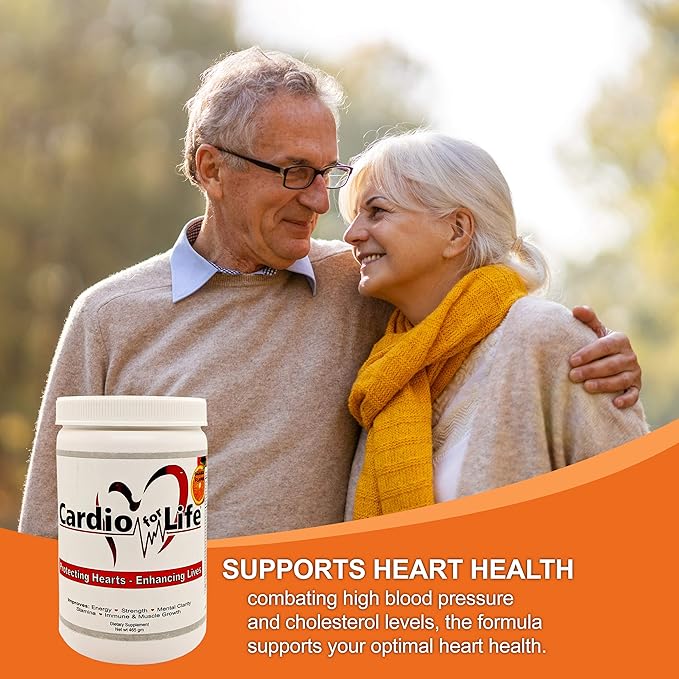 Health Guardian Cardio for Life L-Arginine Powder 16oz - Natural Nitric Oxide Supplement Cardiovascular Increase Energy - Orange