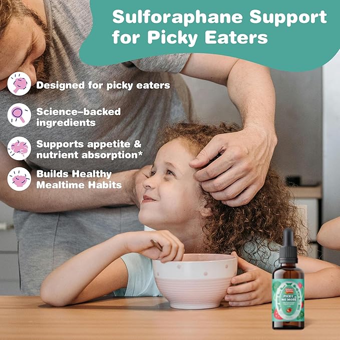 Well&ampWhole Sulforaphane Supplement Kids Liquid Broccoli Sprout Extract Appetite Booster and Healthy Eating Habits Broccoli Supplement for Children (1yrs+) Vegan Sugar-Free 60mL
