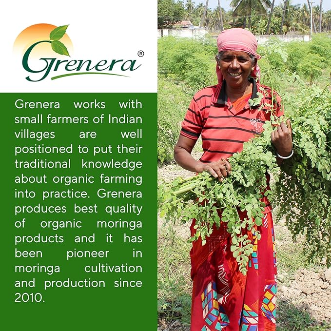 Grenera Organic Moringa Tablets 240 nos Uncoated USDA Organic Certified Malunggay Herbal Supplement No Chemical Coating Green Superfood Lab Tested for Purity