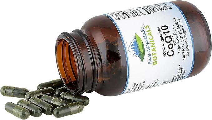 Pure Mountain Botanicals Coq10 100mg Softgels - 60 Vegan Kosher Capsules with Ubiqunone Coenzyme Q10 Supplement