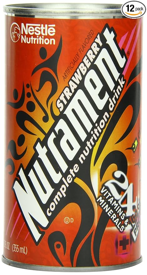 Nutrament Energy and Fitness Drink Strawberry 12 Ounce Cans (Pack of 12)