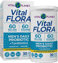 Vital Planet - Vital Flora Probiotics for Men 60 Billion CFU 60 Diverse Strains 7 Organic Prebiotics Men’s Daily Shelf Stable Probiotic for Immune Support Gas Relief Digestive Health 30 Capsules