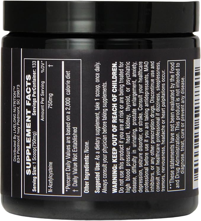 Pure N-Acetyl L-Cysteine (NAC) Powder Liver Health and Cellular SupportBulk Supplements NAC for Bodybuilding and General Wellness and Antioxidant Supports Glutathione 3.5 Oz (Packaging May Vary)