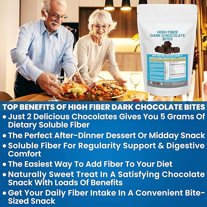 High Fiber Dark Chocolate Bites for Adults &amp Kids 5g Soluble High Fiber Snacks for Adults &amp Kids Real Chocolate Better Than Fiber Bars or Cookies for Gut Health 30 Count Chocolate Fiber Sna