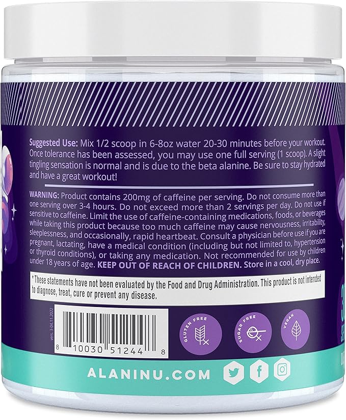 Alani Nu Pre Workout Powder Cosmic Stardust | Amino Energy Boost | Endurance Supplement | Sugar Free | 200mg Caffeine | L-Theanine Beta-Alanine Citrulline | 30 Servings