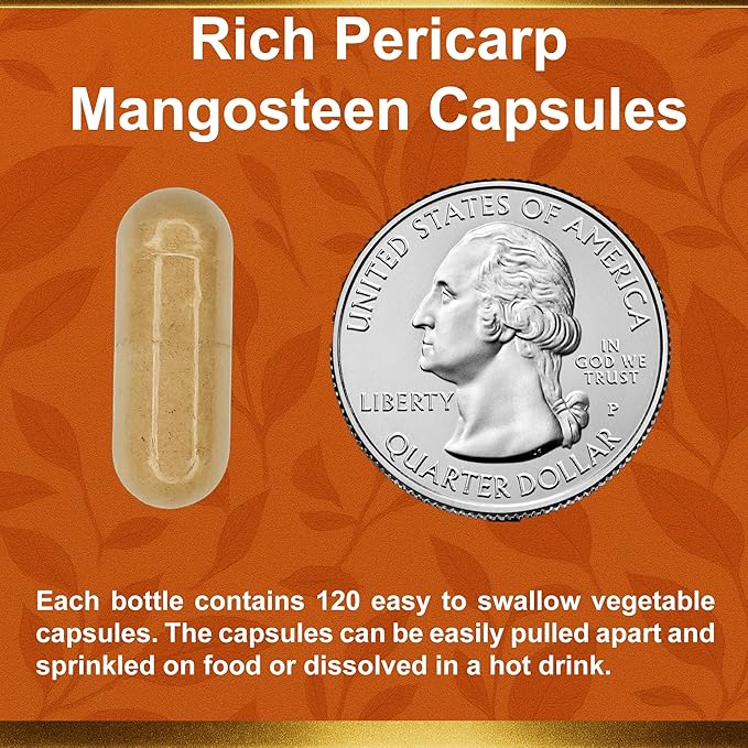 Mangosteen Pericarp Capsules – Organic Freeze Dried Powder Strength Rich in 56+ Potent Xanthones &amp Flavonoids High ORAC – 120 Veggie Capsules