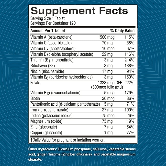 Nature's Sunshine Prenatal 120 Tablets | Prenatal Vitamin Provides a Combination of Vitamins and Minerals to Support the Nutritional Needs of Both Mother and Child