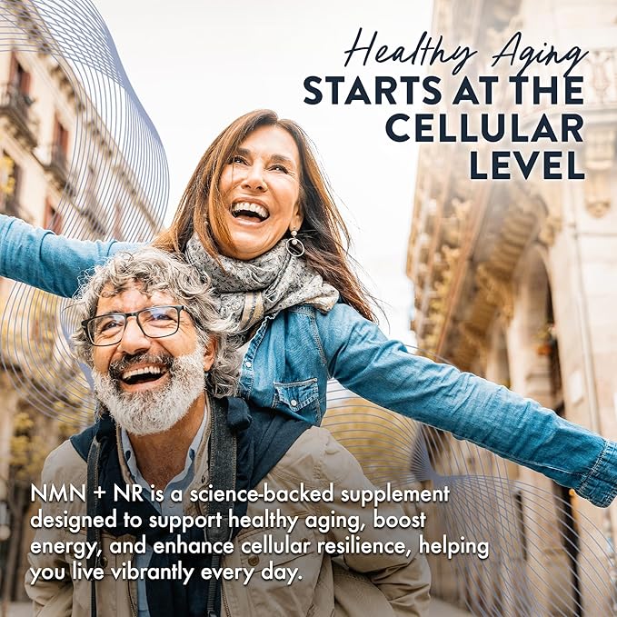 Mt. Angel Vitamins NMN Supplement + NR with Resveratrol &amp TMG Dual NAD+ Precursors for Cellular Energy &amp Healthy Aging 60 Capsules