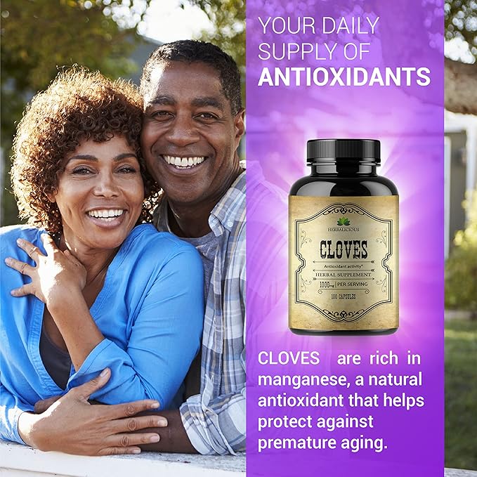 Cloves Capsules - Natural Dietary Supplement - Rich in Vitamins Minerals Manganese Fiber - May Help Strengthen Bones Promote Digestive Function Antioxidant Support - 100 Caps